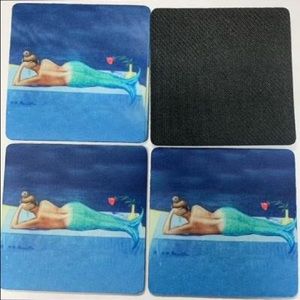 New coasters 4” pretty mermaid set of 4.